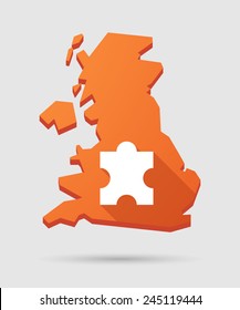 Isolated UK map icon with a puzzle piece
