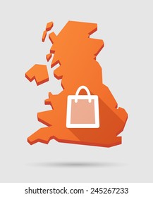 Isolated UK map icon with a shopping bag