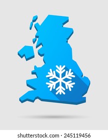 Isolated UK map icon with a snow flake
