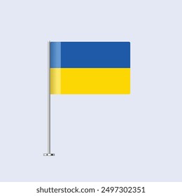 Isolated Ukraine Table Flag on Pole, Ukrainian Flag Vector Design for Print and Web