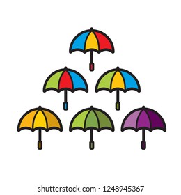 isolated umbrella color variations vector illustration