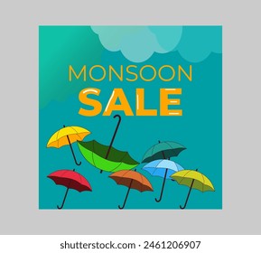 Isolated umbrella with podium for monsoon sale background