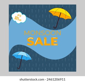 Isolated umbrella with podium for monsoon sale background