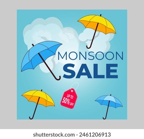 Isolated umbrella with podium for monsoon sale background