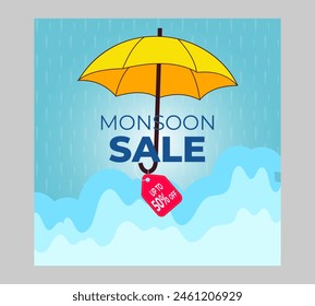 Isolated umbrella with podium for monsoon sale background