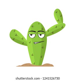 Isolated uncomfortable cactus character. Vector illustration design