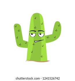 Isolated uncomfortable cactus character. Vector illustration design