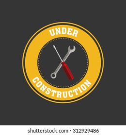 Isolated under construction icon on a round label