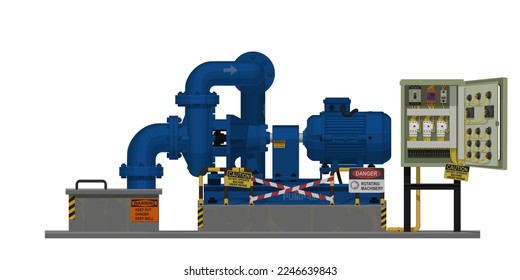 Isolated under repair pump system on white background