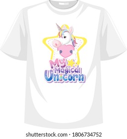 Isolated unicorn shirt on white background illustration