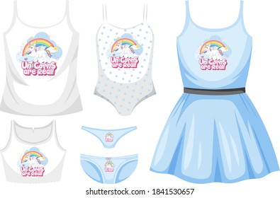 Isolated unicorn shirt on white background illustration
