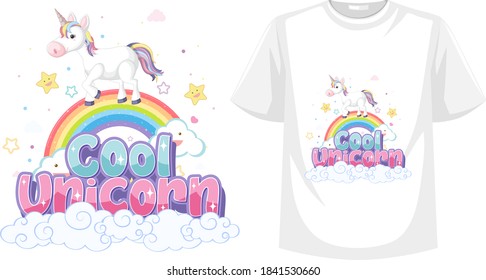 Isolated unicorn shirt on white background illustration