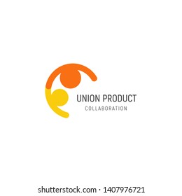 Isolated union illustration. Friendly people holding hands logo. Collaboration logotype. Human vector icon. 