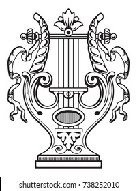 Isolated and unique lyre. Icon style.