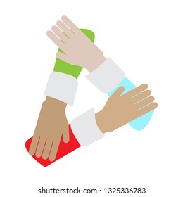 Isolated united hand. Teamwork concept. Vector illustration design