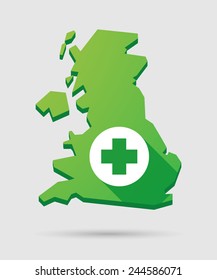 Isolated United Kingdom map icon with a pharmacy sign