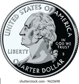 isolated United States Quarter - vector illustration