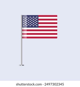Isolated United States Table Flag on Pole, American Flag Vector Design for Print and Web