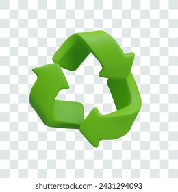 Signo de reciclaje universal aislado. Vector flechas verdes en forma de triángulo