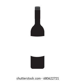 Isolated unlabeled wine bottle on a white background, Vector illustration