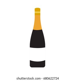 Isolated unlabeled wine bottle on a white background, Vector illustration