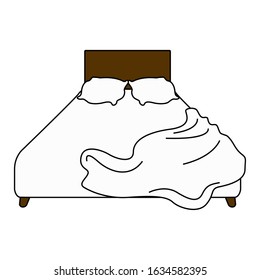 Isolated unmade bed. Home element - Vector illustration