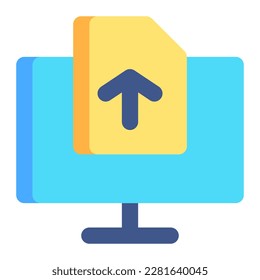 Einziger Upload-Symbol auf einem flachen Symbol. Buch, Datei, Aufgabe, Veröffentlichung, Web, Online-Lernen