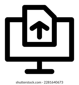 Isolated upload symbol in outline icon. Book, file, task, publication,  online learning, web
