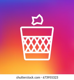 Isolated Urn Outline Symbol On Clean Background. Vector Wastebasket Element In Trendy Style.