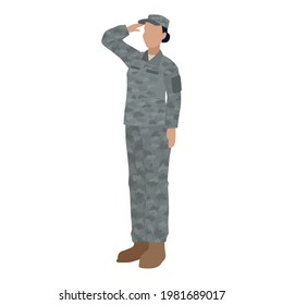 Isolated US Army Woman Soldier