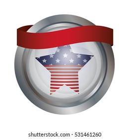 Isolated Usa flag inside button design