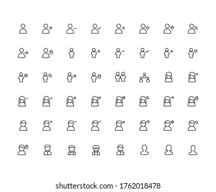 Paquete de iconos de usuario aislado con estilo de color de línea