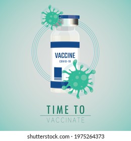 Isolated vaccine bottle with a pair of virus Poster
