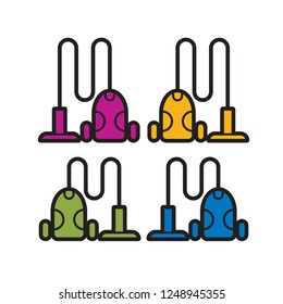 isolated vacuum cleaner color variations vector drawing