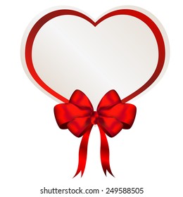 isolated valentine heart bwith bow and ribbon