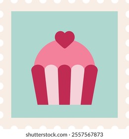 Isolated Valentine's Day stamp flat vector illustration.
Cute Valentine stamp icon.
Good for greeting card,poster,banner,leaflet.
Transparent background.