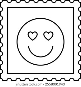 Isolated Valentine's Day stamp outline vector.
Cute Valentine stamp coloring drawing.
Transparent background.