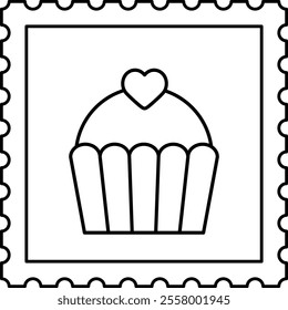 Isolated Valentine's Day stamp outline vector.
Cute Valentine stamp coloring drawing.
Transparent background.