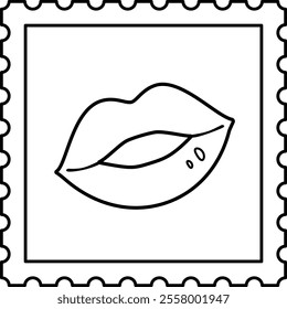 Isolated Valentine's Day stamp outline vector.
Cute Valentine stamp coloring drawing.
Transparent background.