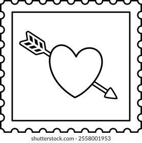 Isolated Valentine's Day stamp outline vector.
Cute Valentine stamp coloring drawing.
Transparent background.