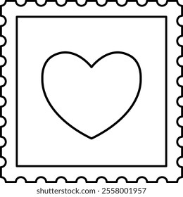 Isolated Valentine's Day stamp outline vector.
Cute Valentine stamp coloring drawing.
Transparent background.