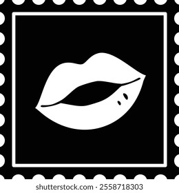 Isolated Valentine's Day stamp silhouette.
Valentine's Day element.
Transparent background.