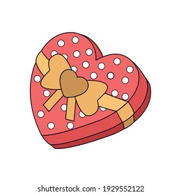 Caja de regalo de San Valentín aislado. Día de San Valentín - Ilustración vectorial
