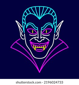 Isolated Vampire Neon Halloween Icon Vector