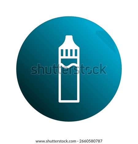 Isolated vaping liquid bottle icon on teal gradient circle illustration, modern e cigarette accessory and consumption