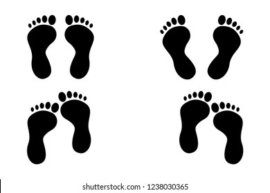 isolated of various black footprint vector design