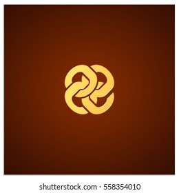 Isolated vecrtor sign icon of fourth linked chain. The logo, which symbolizes the union or association of four objects or hidden symbol, consisting of any combinations of C, O, 8 and 0.