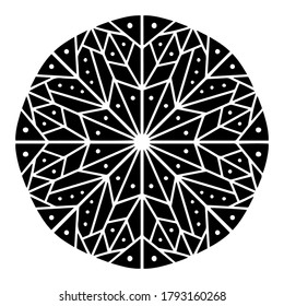 Isolated vector abstract design lined silhouette of an ornamental snowflake on white background. The design is perfect for stickers, decorations, badges, invitations, logos, cards, tattoos