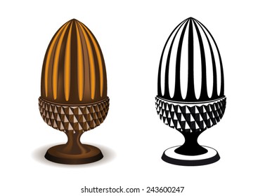 Isolated Vector Acorn ornament statue