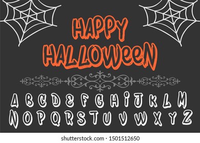 Isolated vector alphabet letters on a Halloween background vintage named Happy Halloween